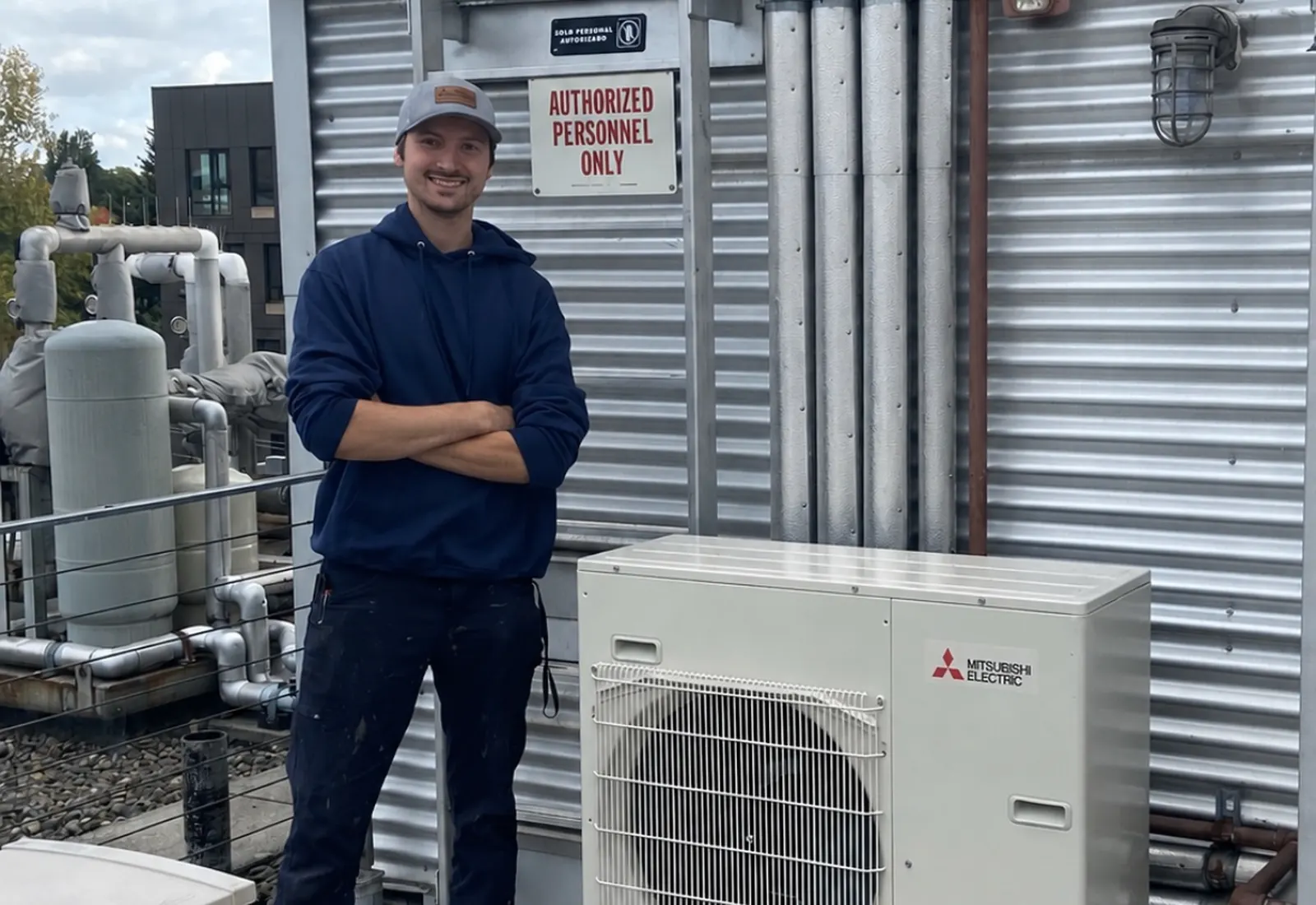 A newly installed ductless heat pump system at a home near Everett, WA